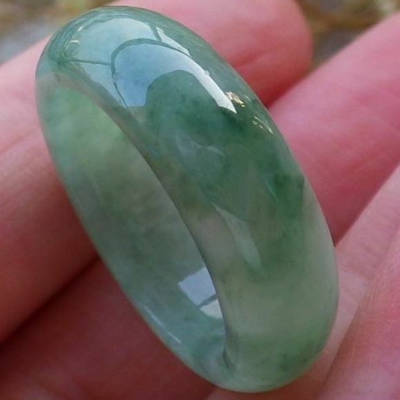 Certified Icy Green Natural A JADE Jadeite round Circle RING USA 6.75 戒指 - Picture 3 of 8
